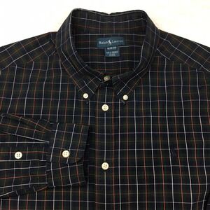 Ralph Lauren Shirt Boys XL (18-20) Navy Blue/Hunter Green Check Long Sleeves